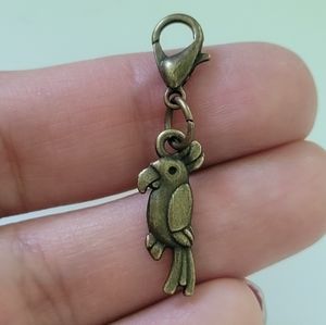 Clip On Parrot charms bird planner bronze zipper bracelet charms journal bag cha